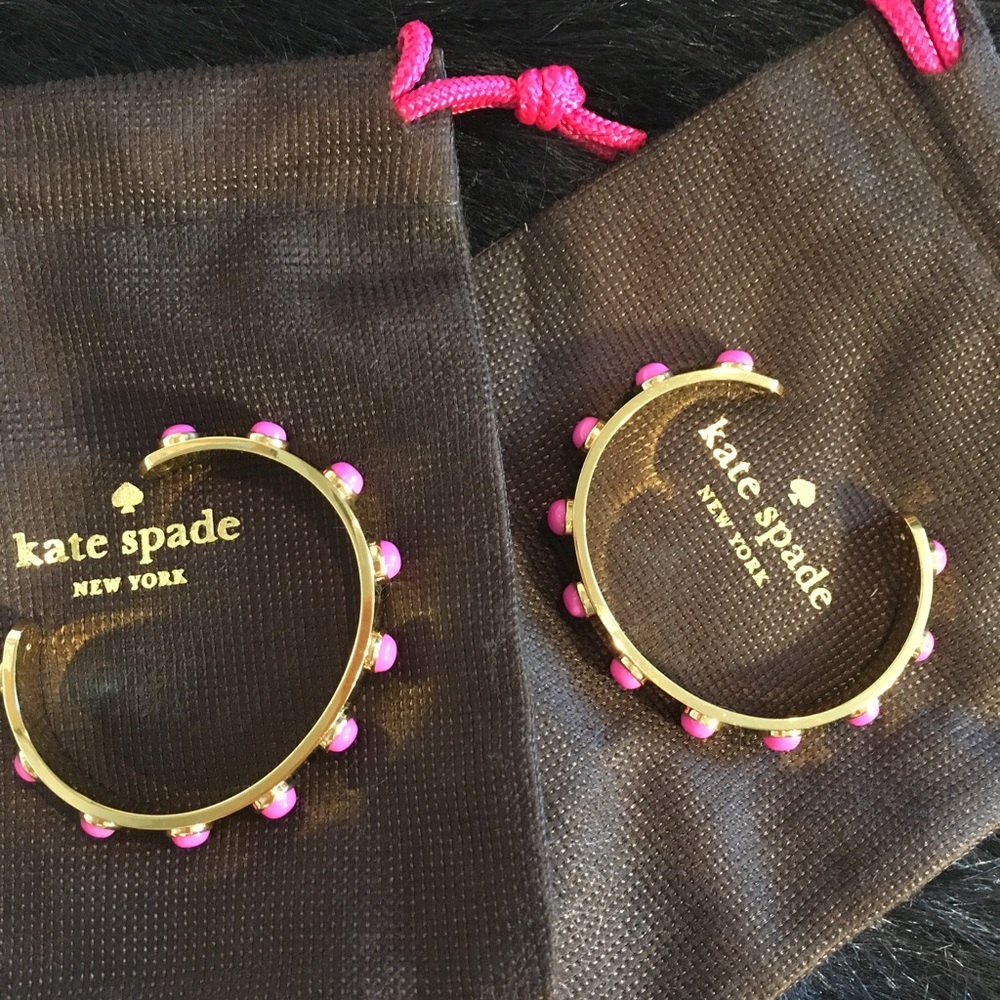 Kate Spade ♠️ Gold Bezel Pink Cuff